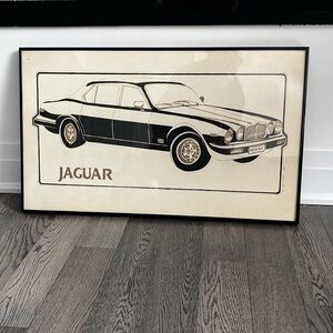 Vintage JAGUAR Framed Original  Art Collectors Sports Car Decor